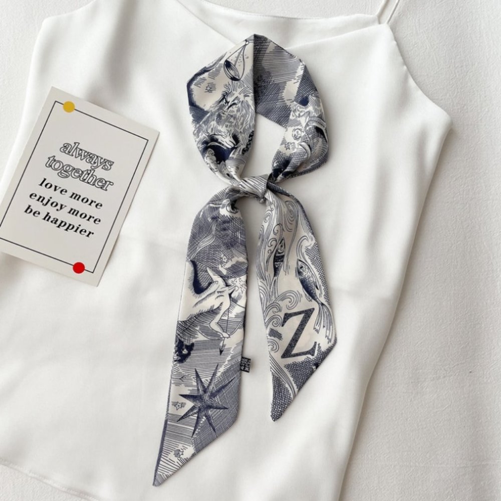 Geometric print letter Z twilly scarf fashion accessories